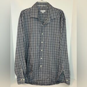 Peter Millar mens blue white‎ brown plaid long sleeve button down shirt size XXL
